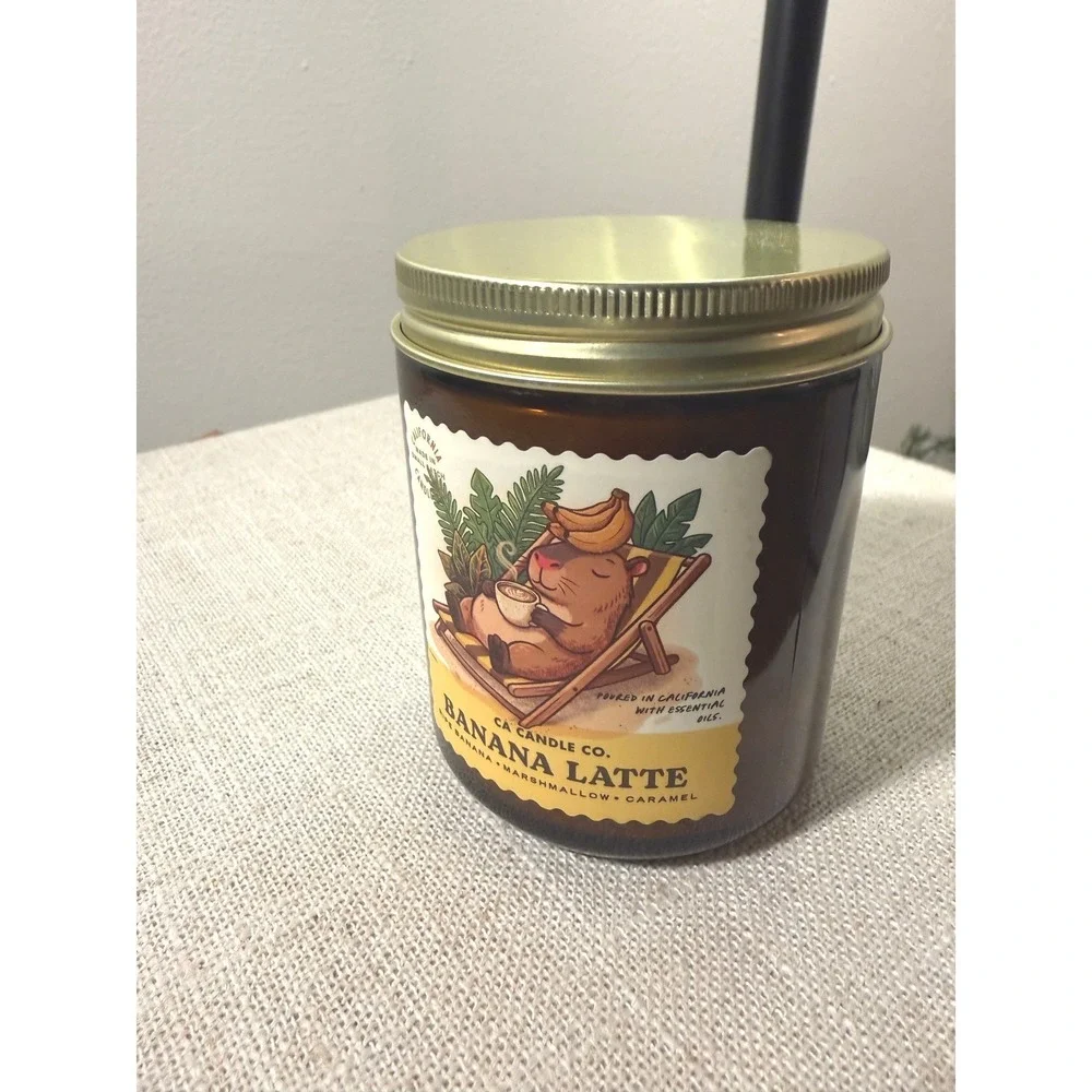 Leoben capybara lover adorable banana latte trendy gift home spa candle 6.5 oz